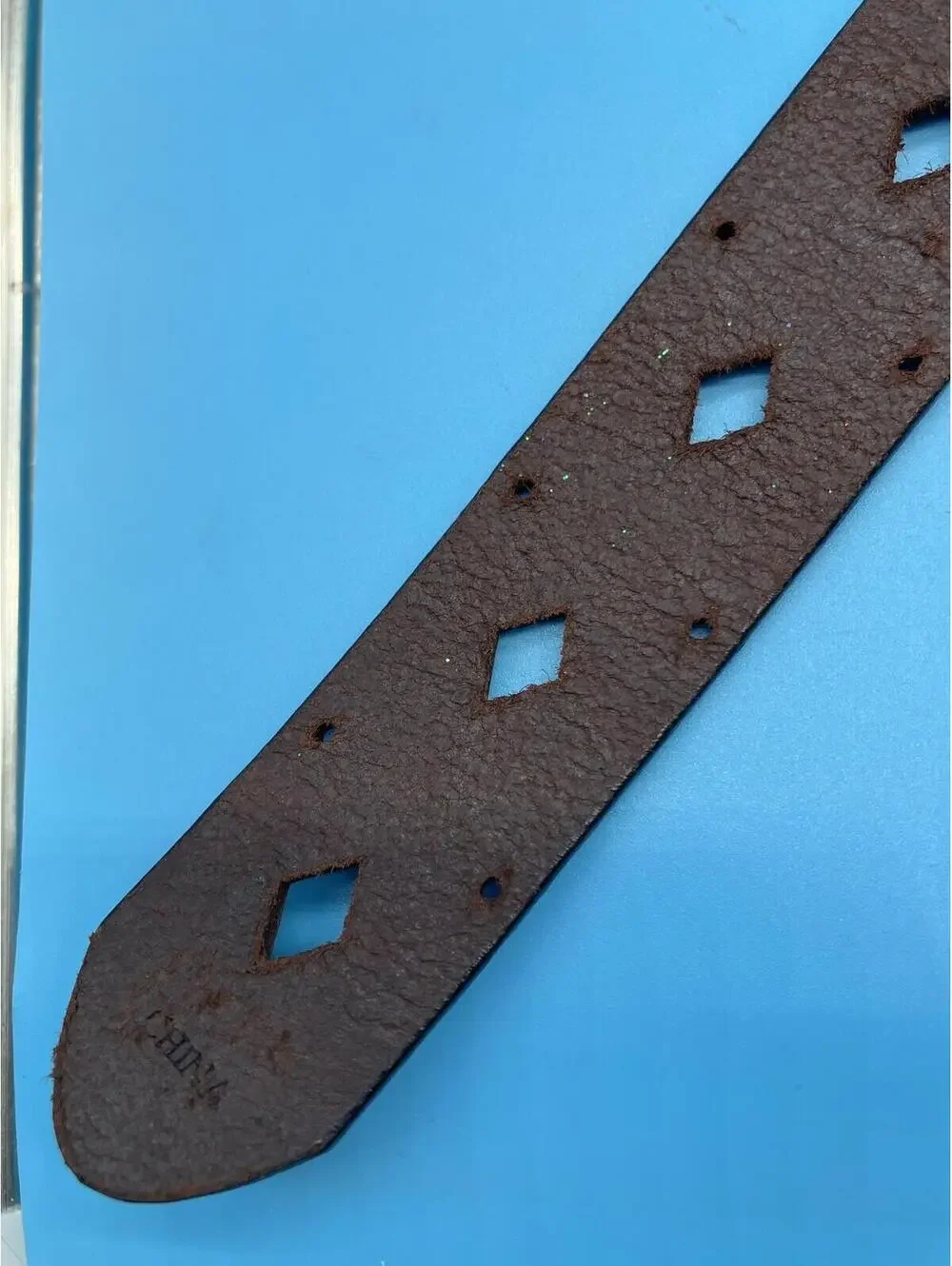 Dockers Belt Mens Large Brown Leather Diamond Cutout Adjustable Buckle Pattern
